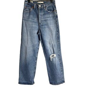 Levis Ribcage Straight Button Fly High Rise Jeans Women's SZ 28 Ankle Big E